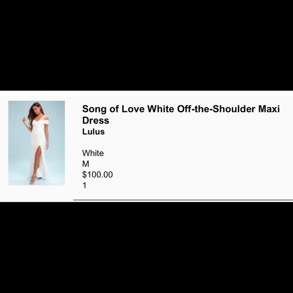 Off the shoulder, white dress from Lulu’s. - Picture 2 of 2